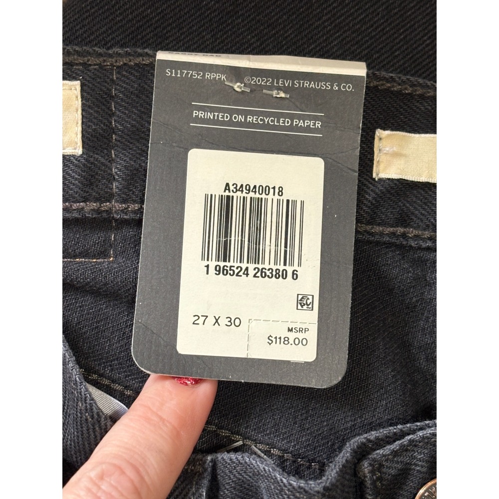 Levis Baggy Dad Jeans Womens 27x30 Black Distressed Mid Rise Straight A3494-0018 - Picture 6 of 9